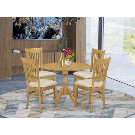 East West Furniture 5 Piece Dublin Modern Dining Table Set - Oak DMVA5-OAK-C
